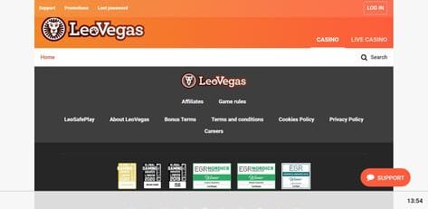 LeoVegas Casino Screenshot 1