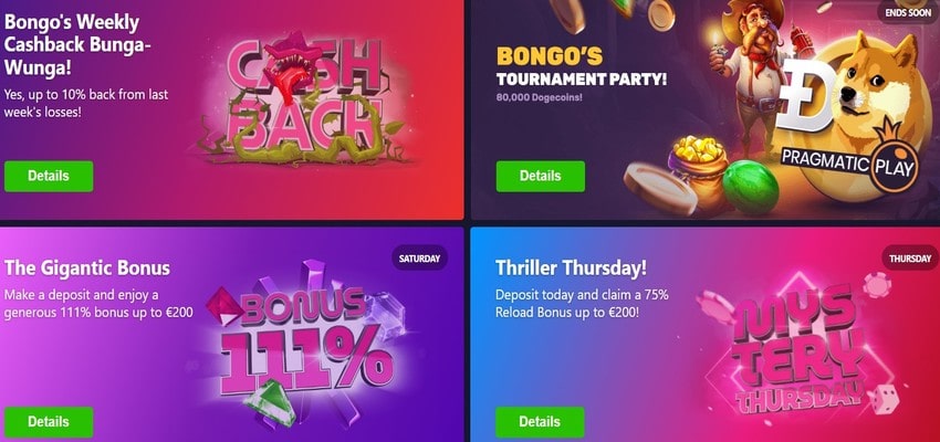Bongo Casino Bonussen