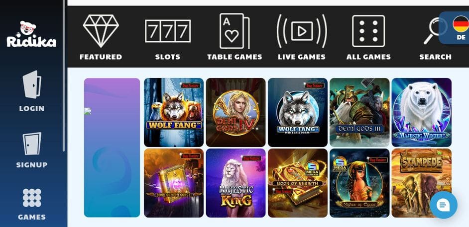 Ridika Casino NL screenshot 1