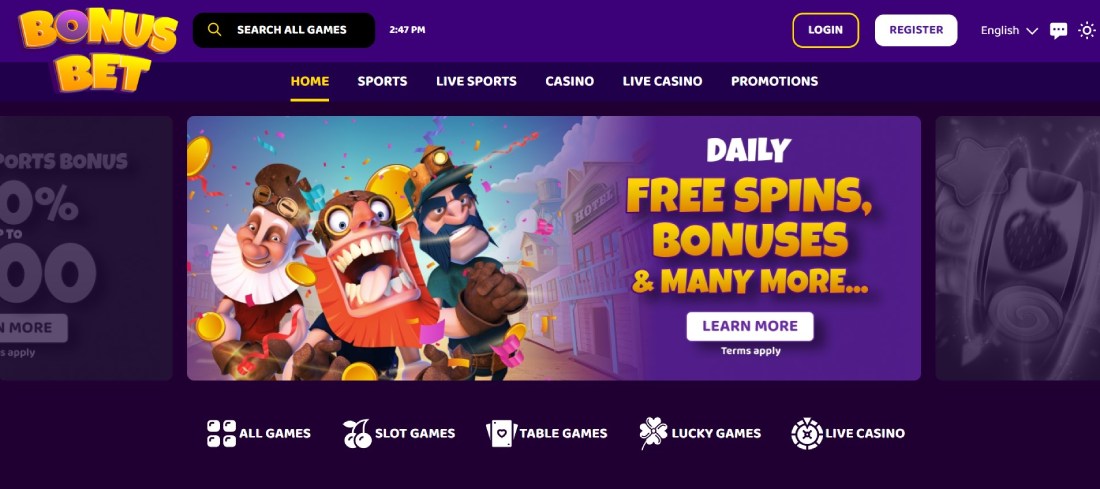 Hoofdpagina BonusBet Casino