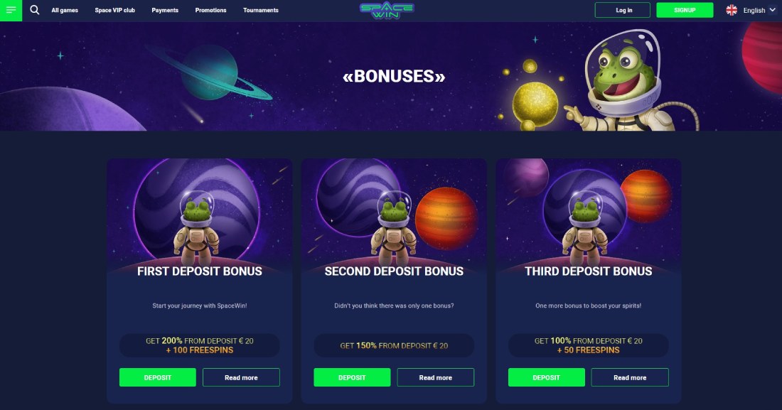 SpaceWin Casino-bonussen